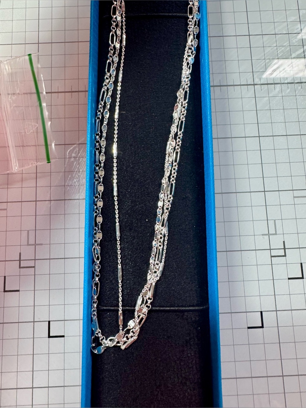 Sterling Silver Valentino Rolo Station & Bar Station 20” Chain Necklace Set of 3